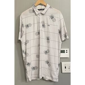 Travis Mathew Golf Polo Shirt Short Sleeve Active‎ Athleasure Pineapple Large